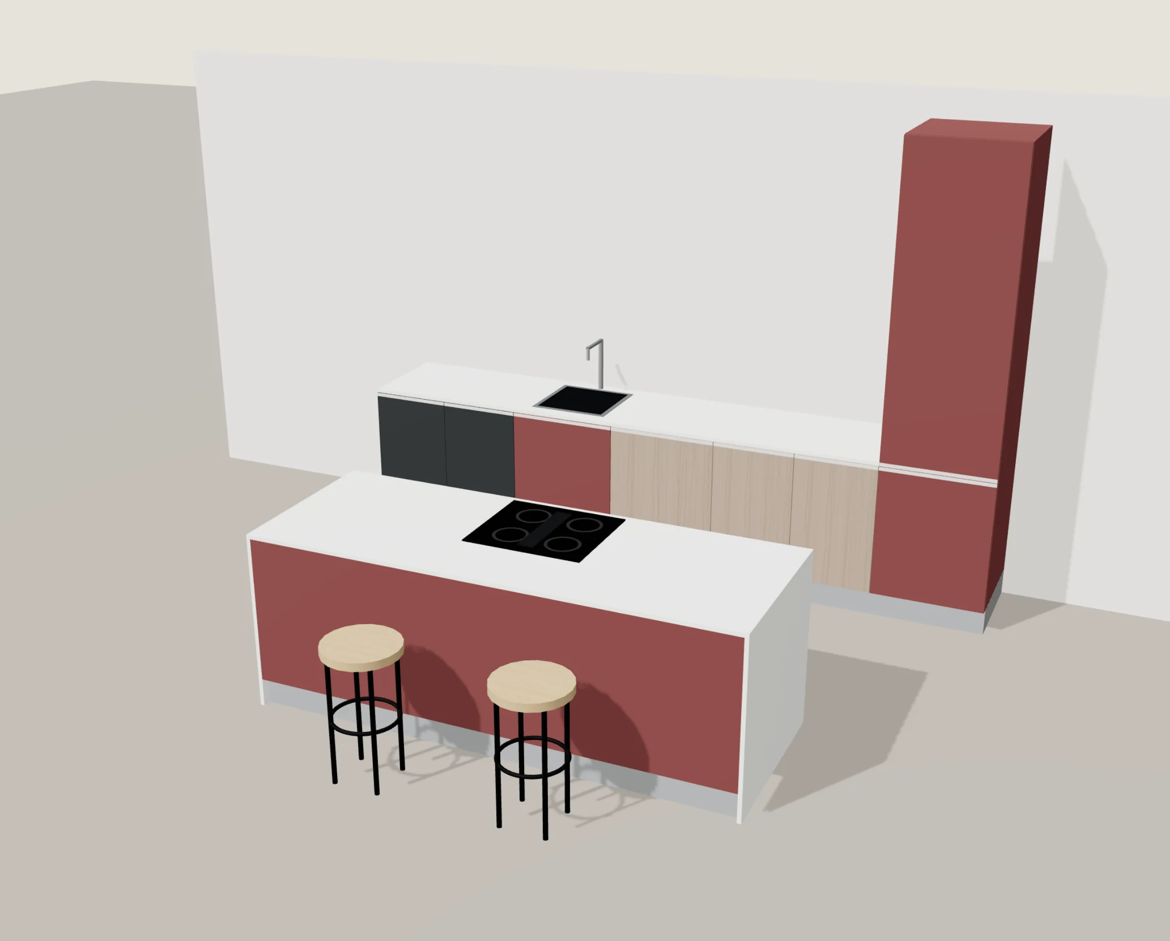 Cucina Vento: Con isola · palette Scirocco